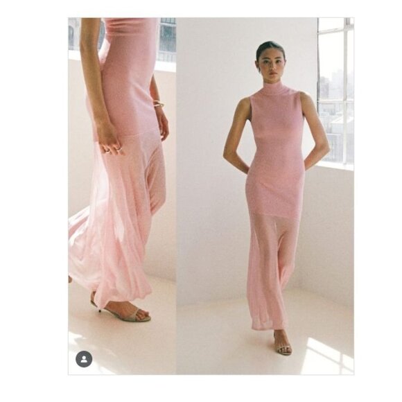 SER.O.YA Amine Knit Maxi Dress in Coral Blush XX-Small New Womens Knit Gown - Picture 14 of 16